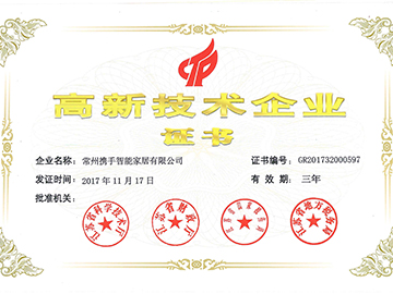 携手高新技术企业证书